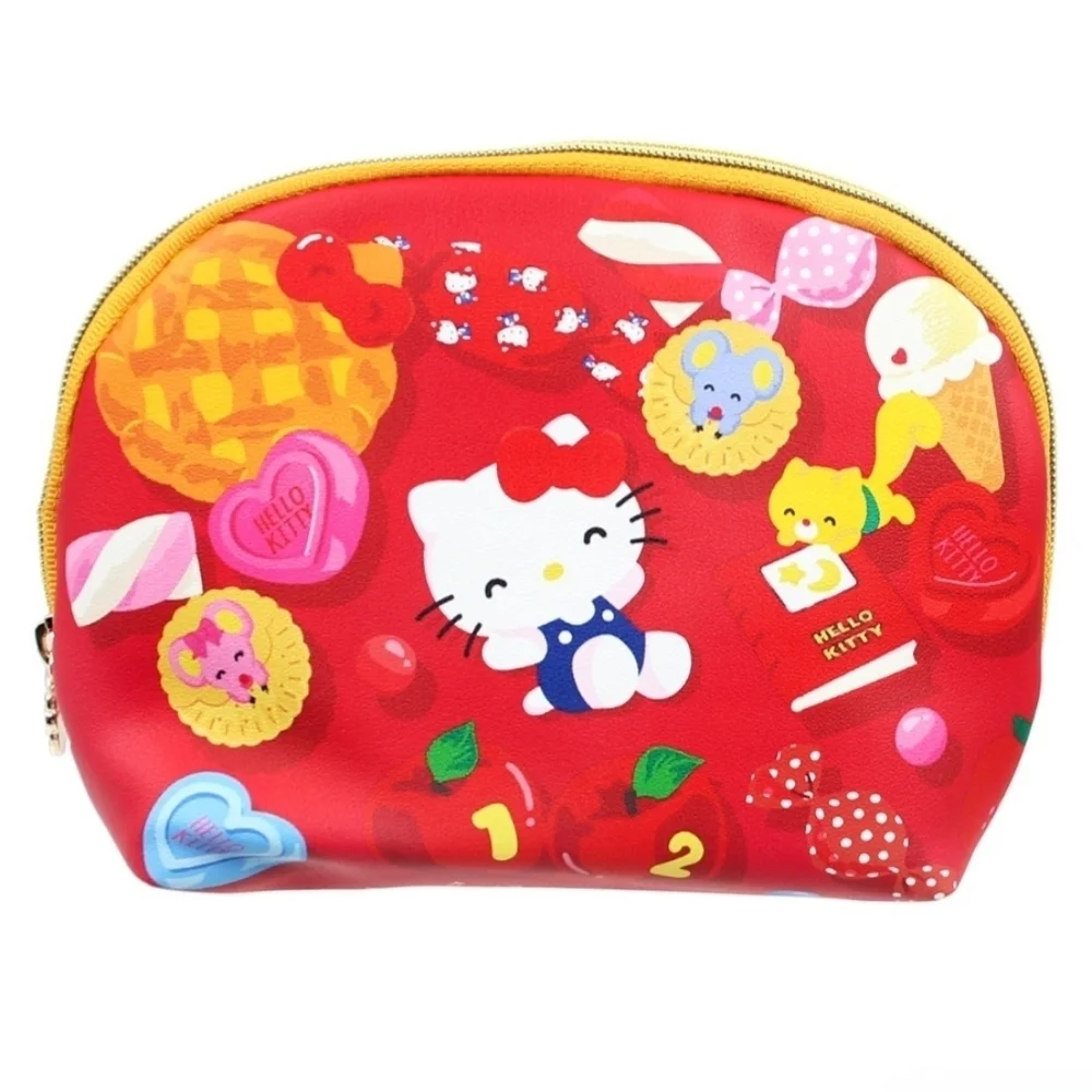Hello Kitty Apple Pie 50th Anniversary Rounded Zipper Pouch Red
